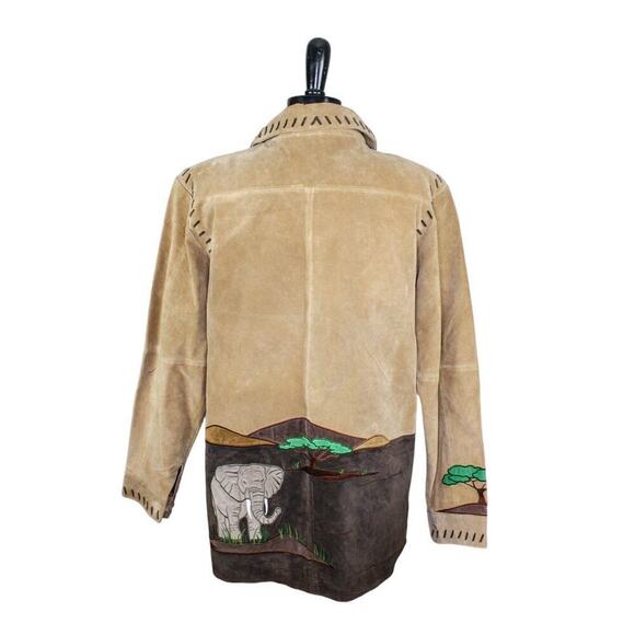 The Quacker Factory Suede Leather Safari Theme Jacket Barn Utility L - Picture 4 of 5